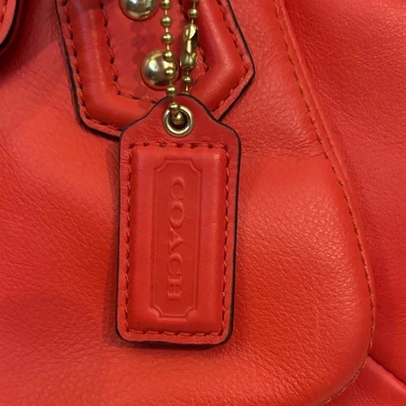 Coach Handbag Campbell Leather Small Flap Satchel Crossbody Hot Orange F27231 - Picture 2 of 12